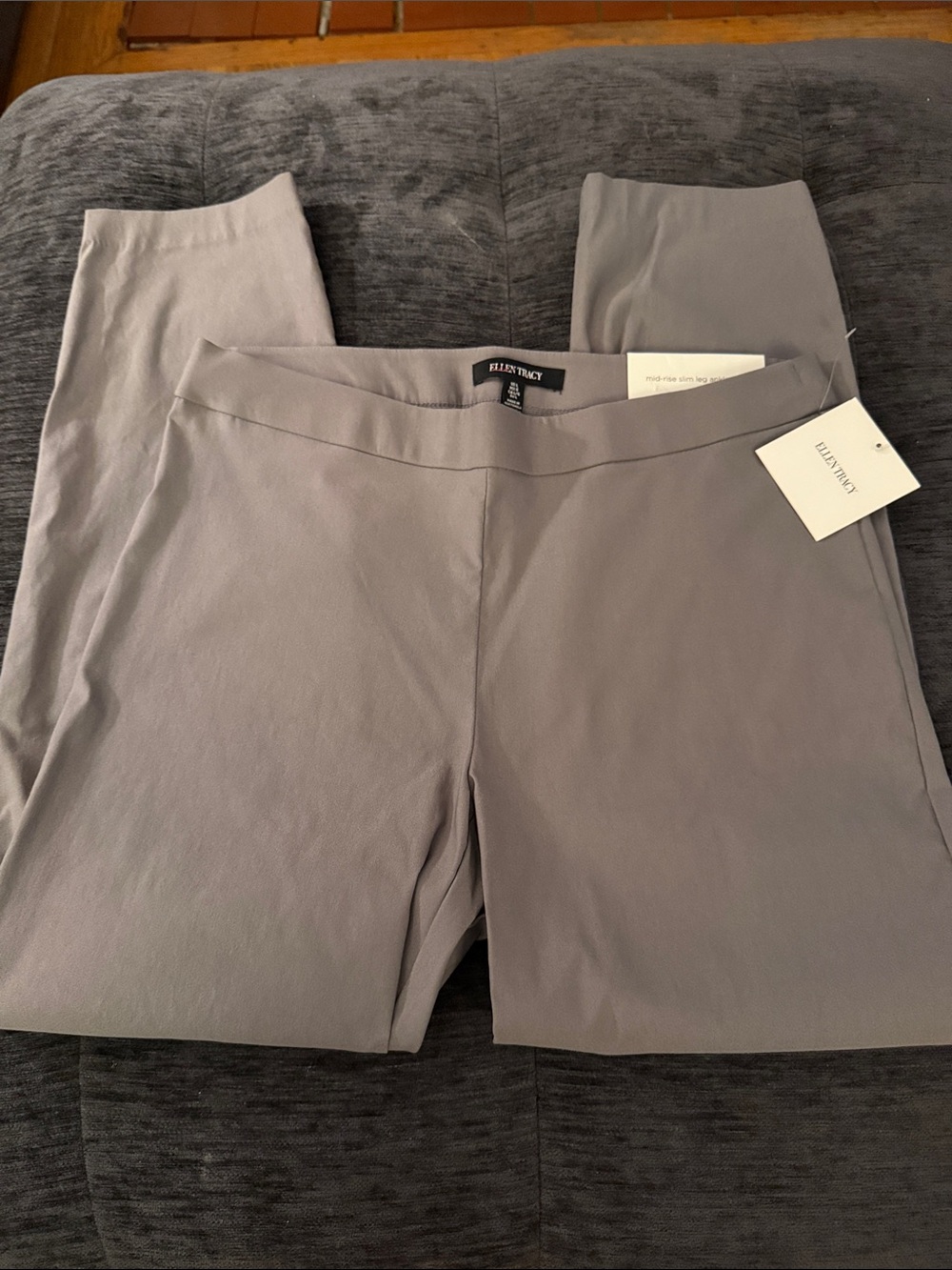 EILEEN FISHER Gray Mid-rise slim Leg ankle stretch Pull-On Pants